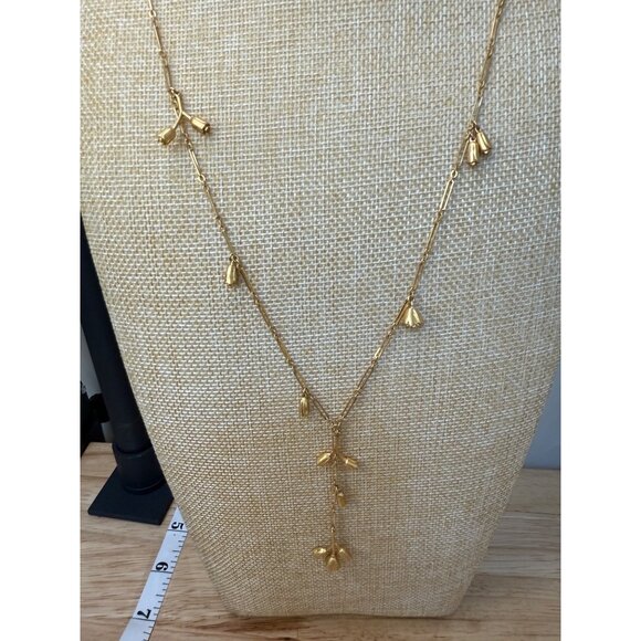 Madewell Gold-Tone Floral Drop Necklace - 22 Inches Long Lightweight Jewelry Pie - Picture 4 of 8